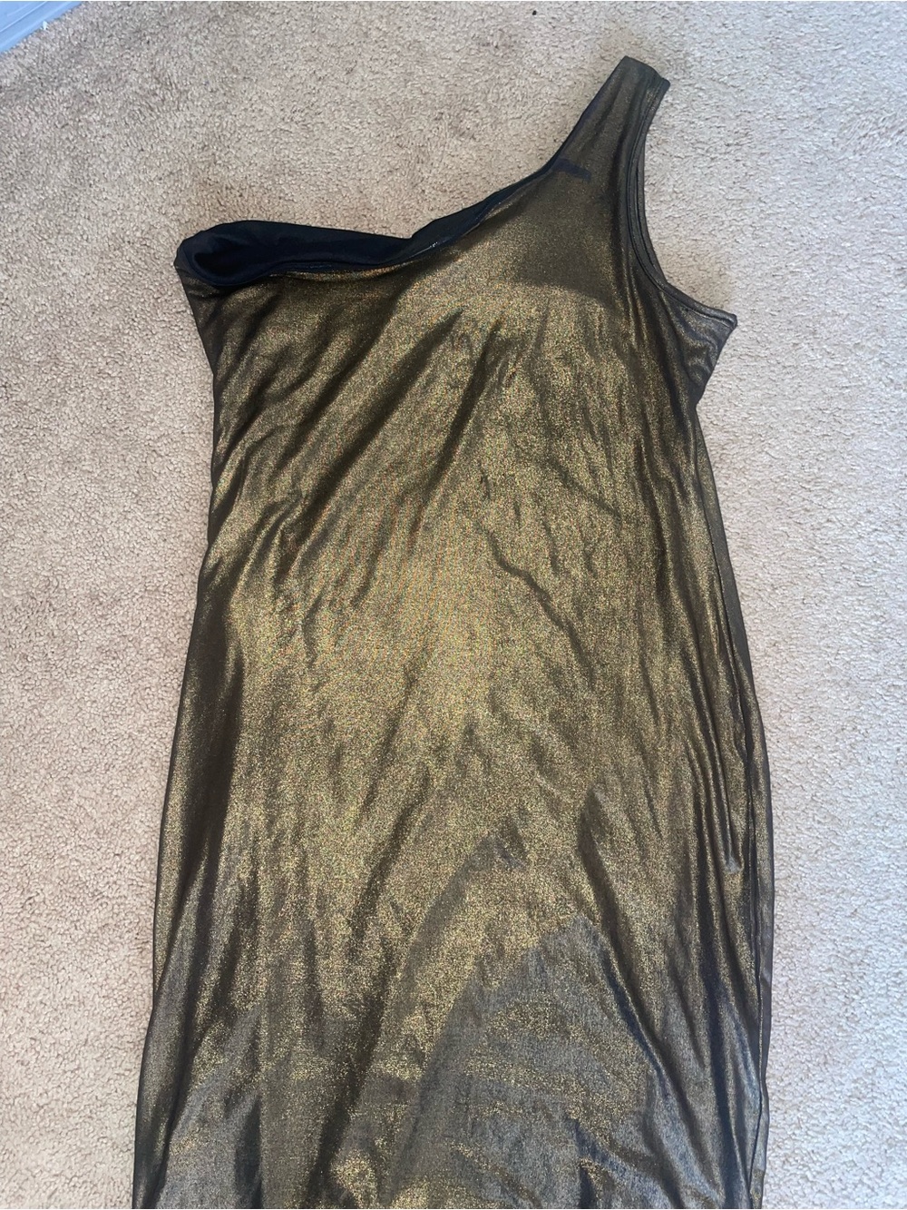 Fashion Nova One-Shoulder Metallic-Gold Dress